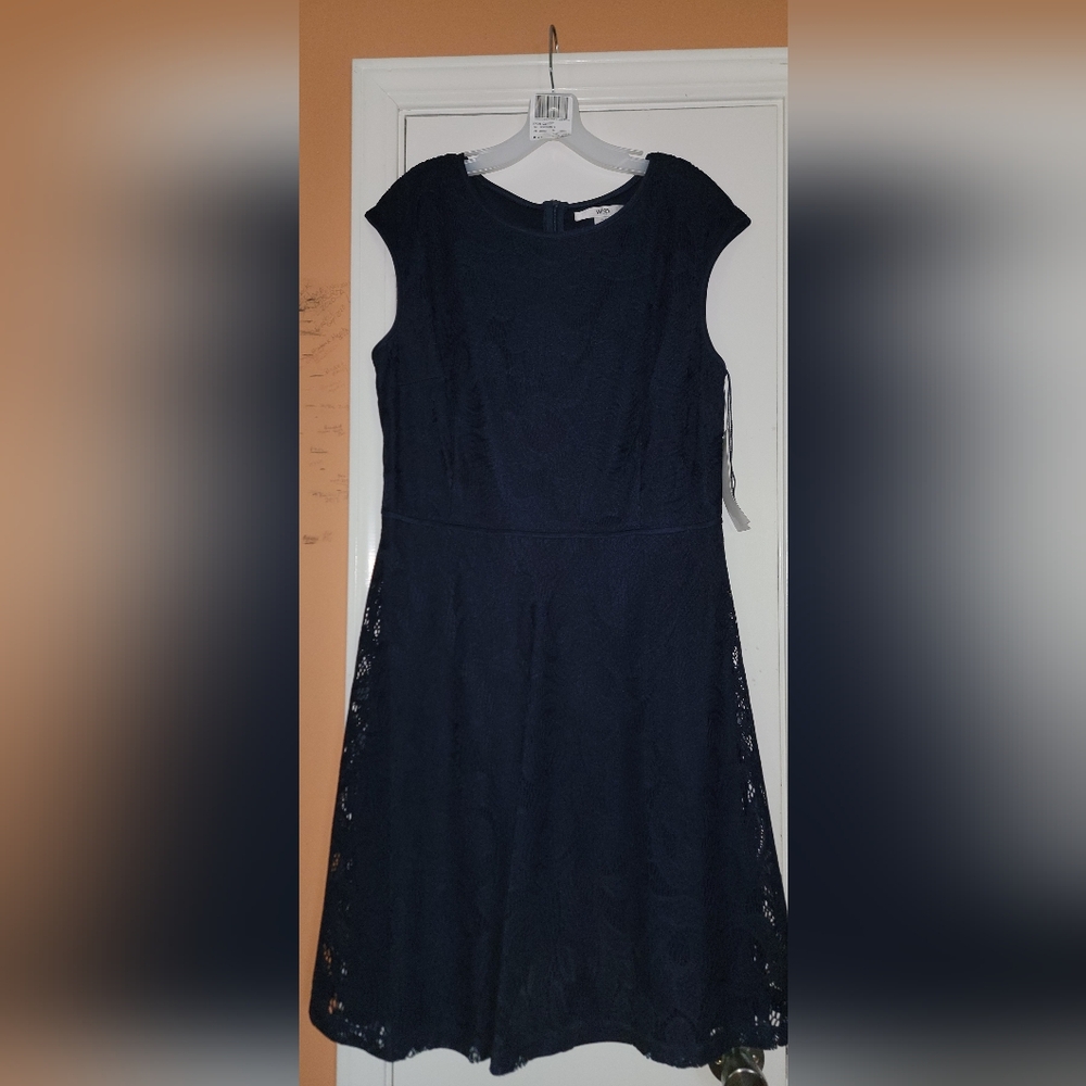 Elegant Navy Lace Dress